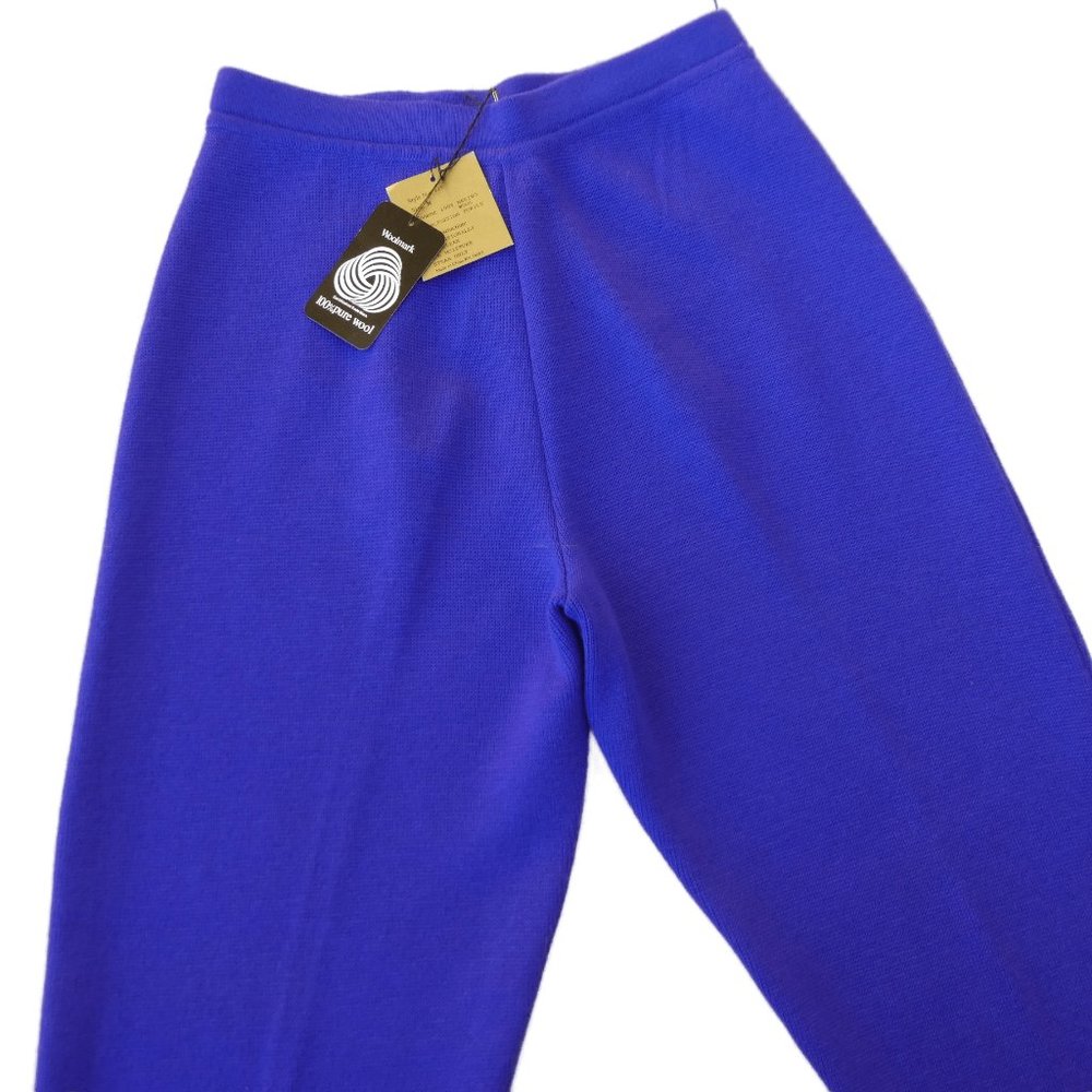 NEW Merino WooL Classiques Vtg Purple Knit Stirrup Pants Pull On High Waist M - Picture 5 of 8
